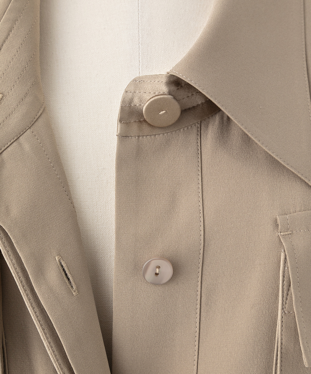 EAUVIRE ウォッシャブルシルクシャツドレス キャメル