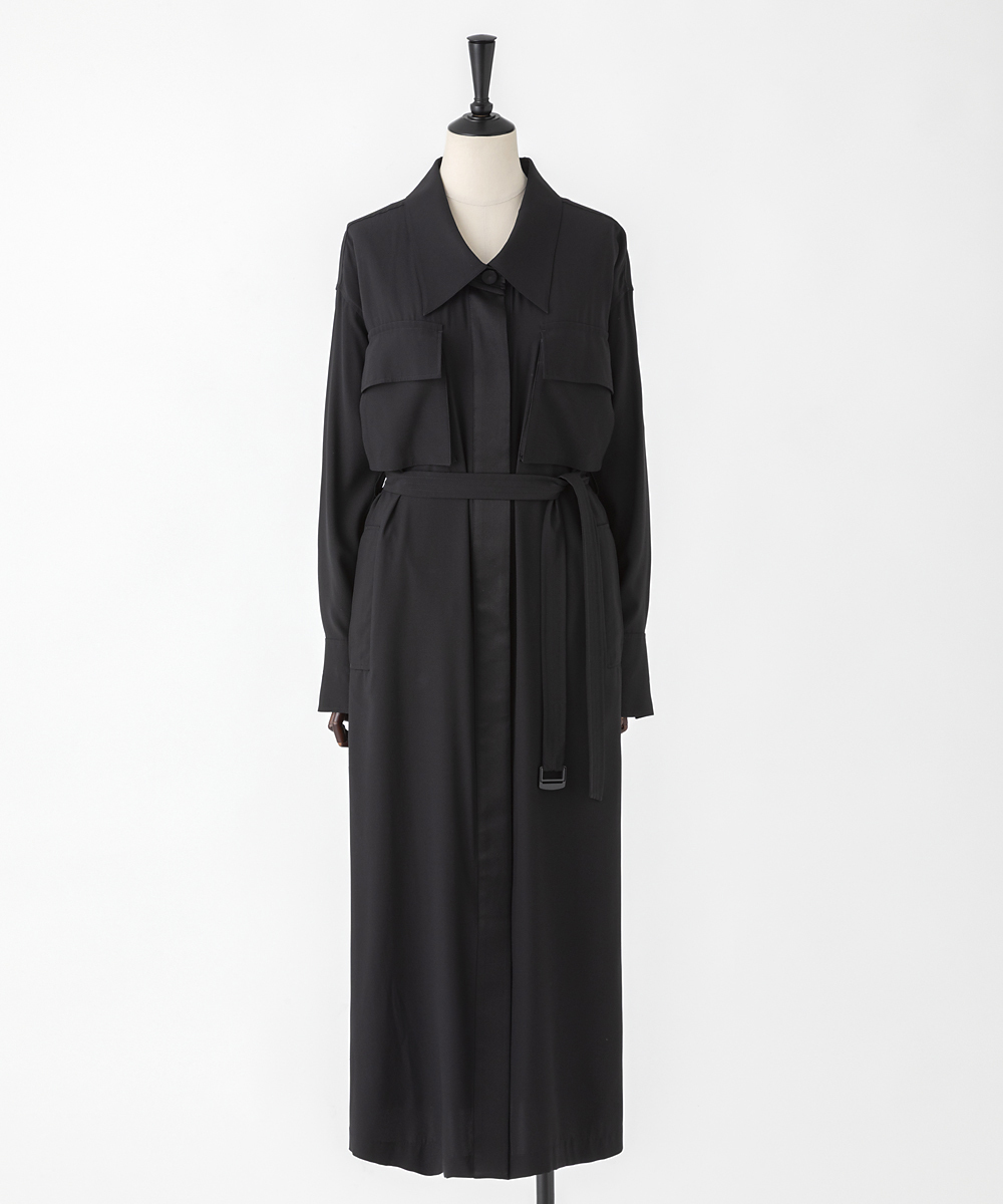 EAUVIRE ウォッシャブルシルクシャツドレス キャメル