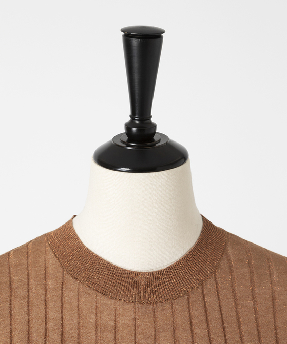 EAUVIRE シアーラメクルーネックプルオーバー ブラック