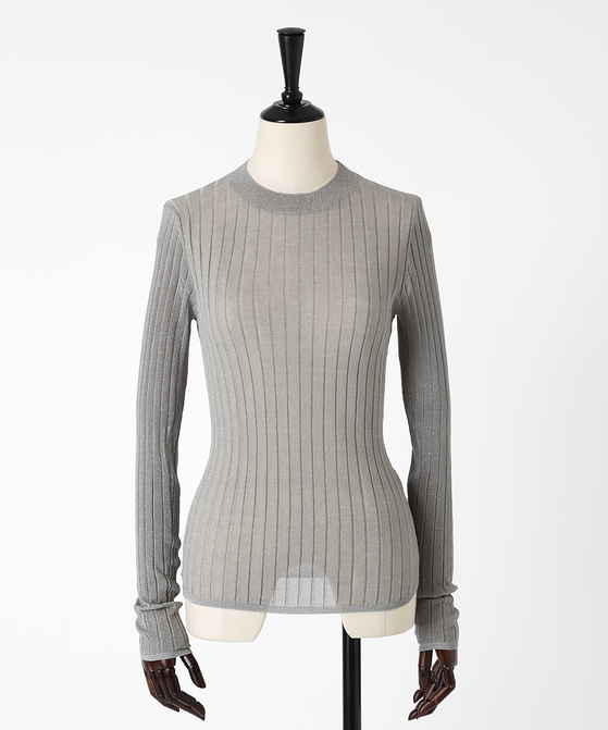 EAUVIRE シアーラメクルーネックプルオーバー ブラック