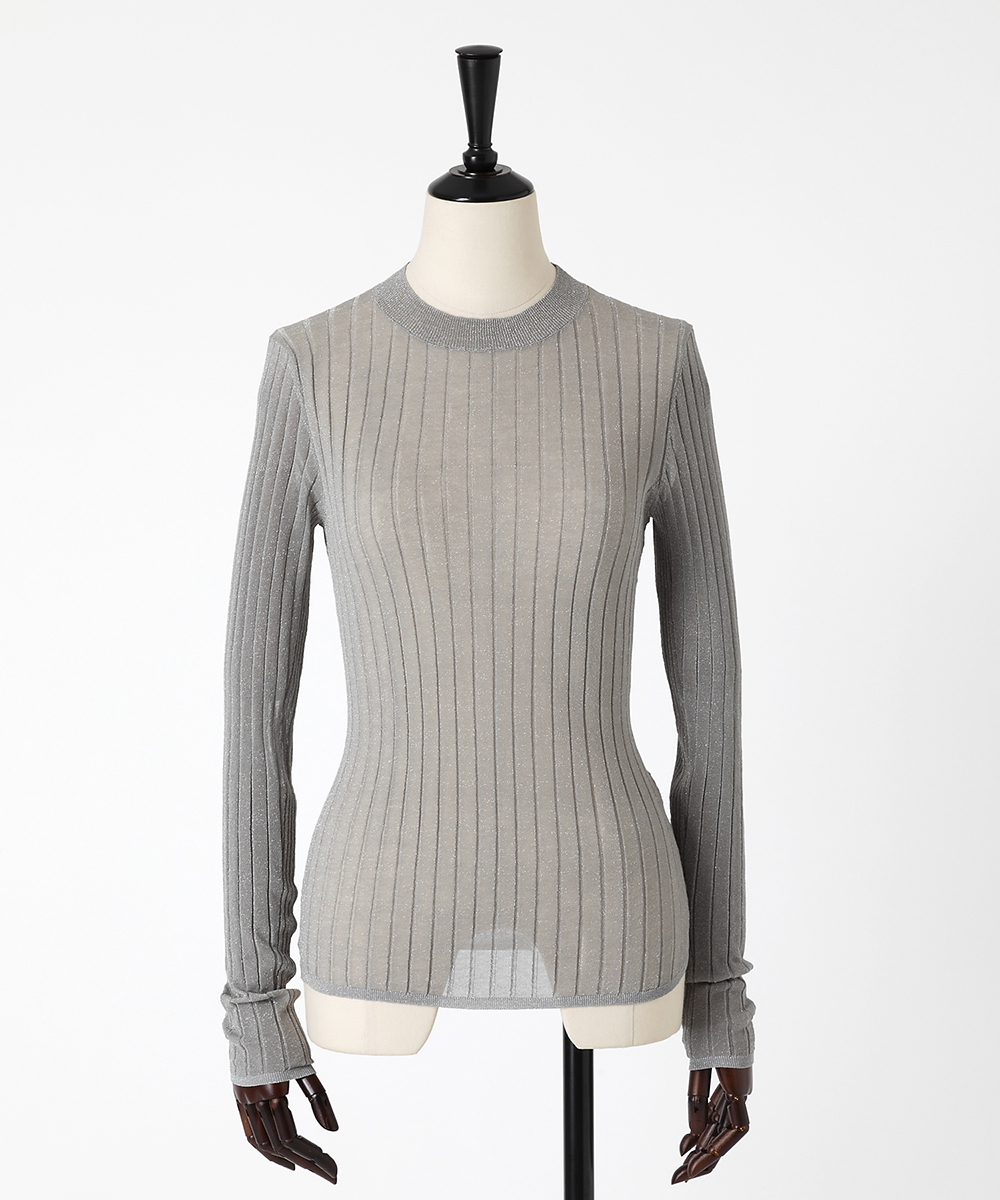 EAUVIRE シアーラメクルーネックプルオーバー ブラック