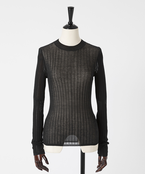 EAUVIRE シアーラメクルーネックプルオーバー ブラック