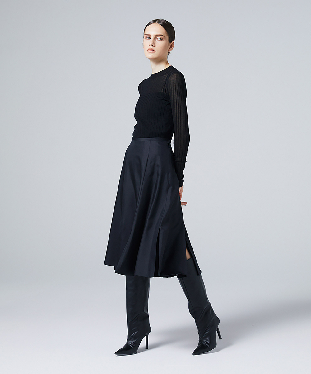 EAUVIRE シアーラメクルーネックプルオーバー ブラック