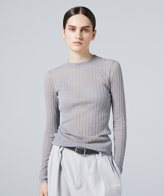 EAUVIRE シアーラメクルーネックプルオーバー ブラック