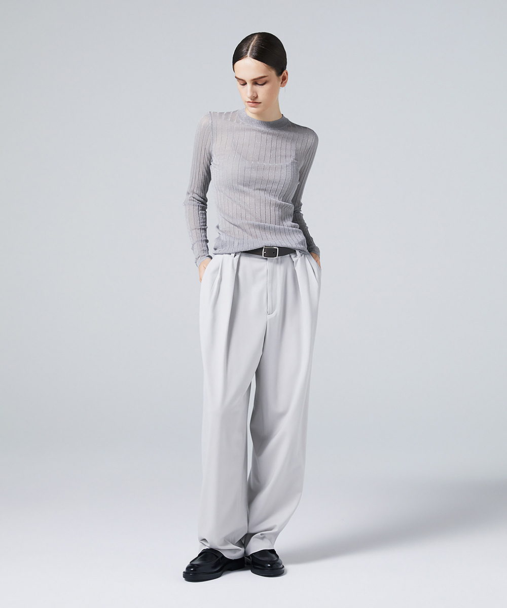 EAUVIRE シアーラメクルーネックプルオーバー ブラック