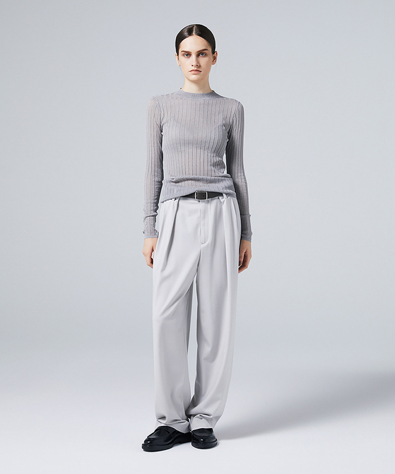 EAUVIRE シアーラメクルーネックプルオーバー ブラック