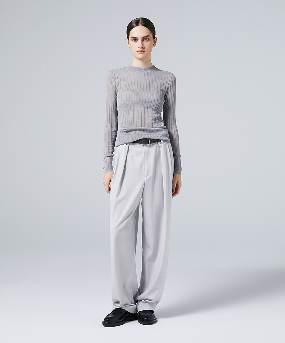 EAUVIRE シアーラメクルーネックプルオーバー ブラック