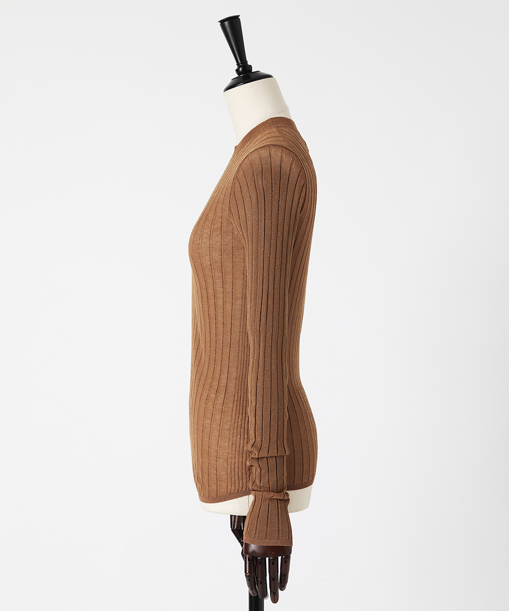 EAUVIRE シアーラメクルーネックプルオーバー ブラック