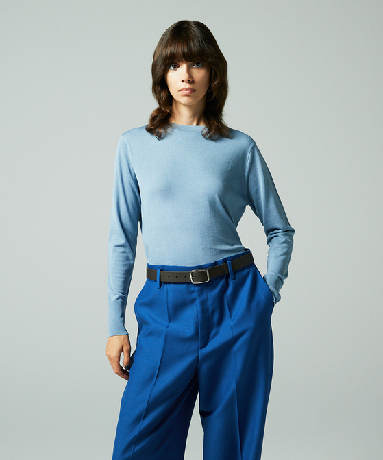 EAUVIRE 30ゲージクルーネックプルオーバー ライトブルー