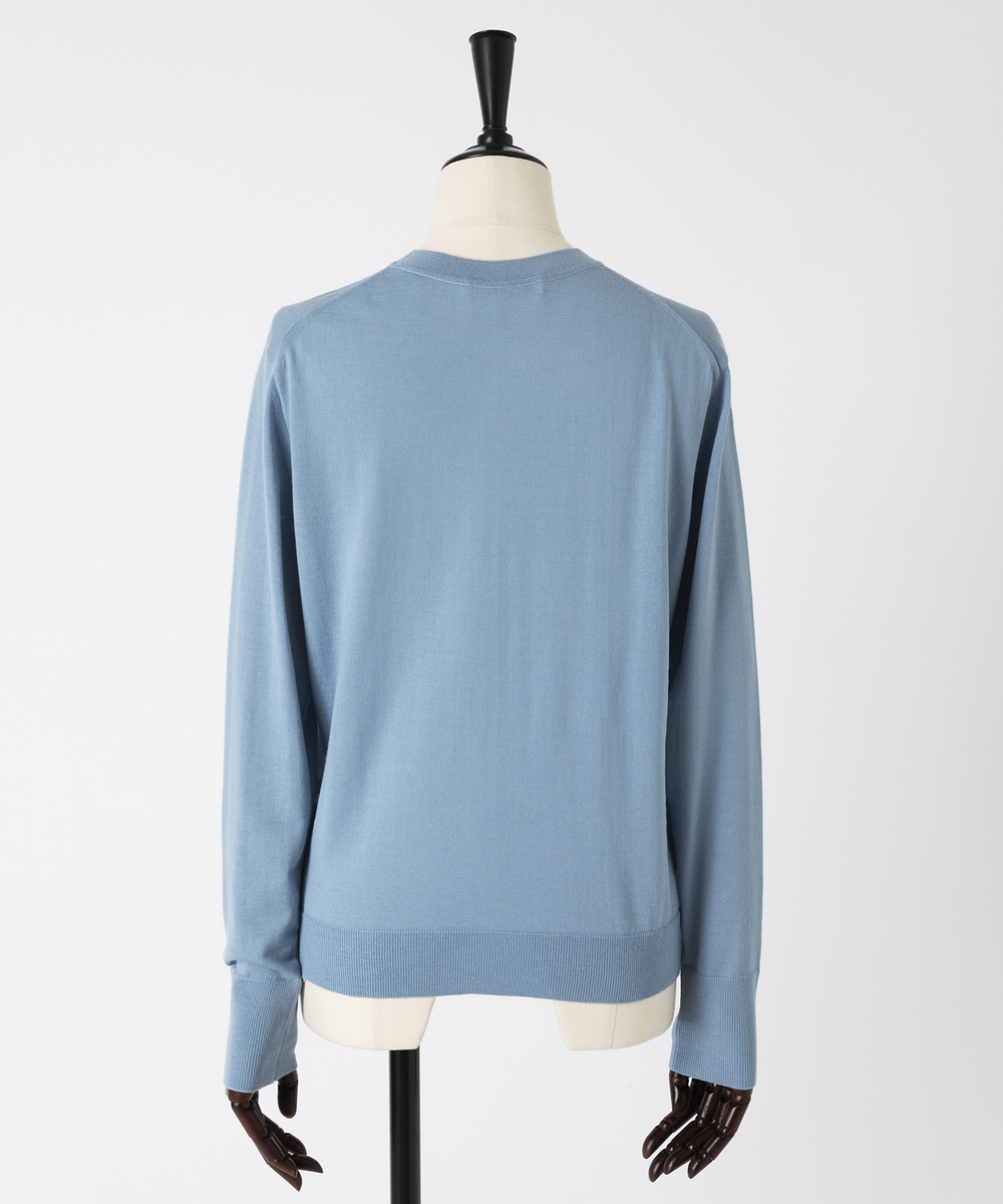 EAUVIRE 30ゲージクルーネックプルオーバー ライトブルー