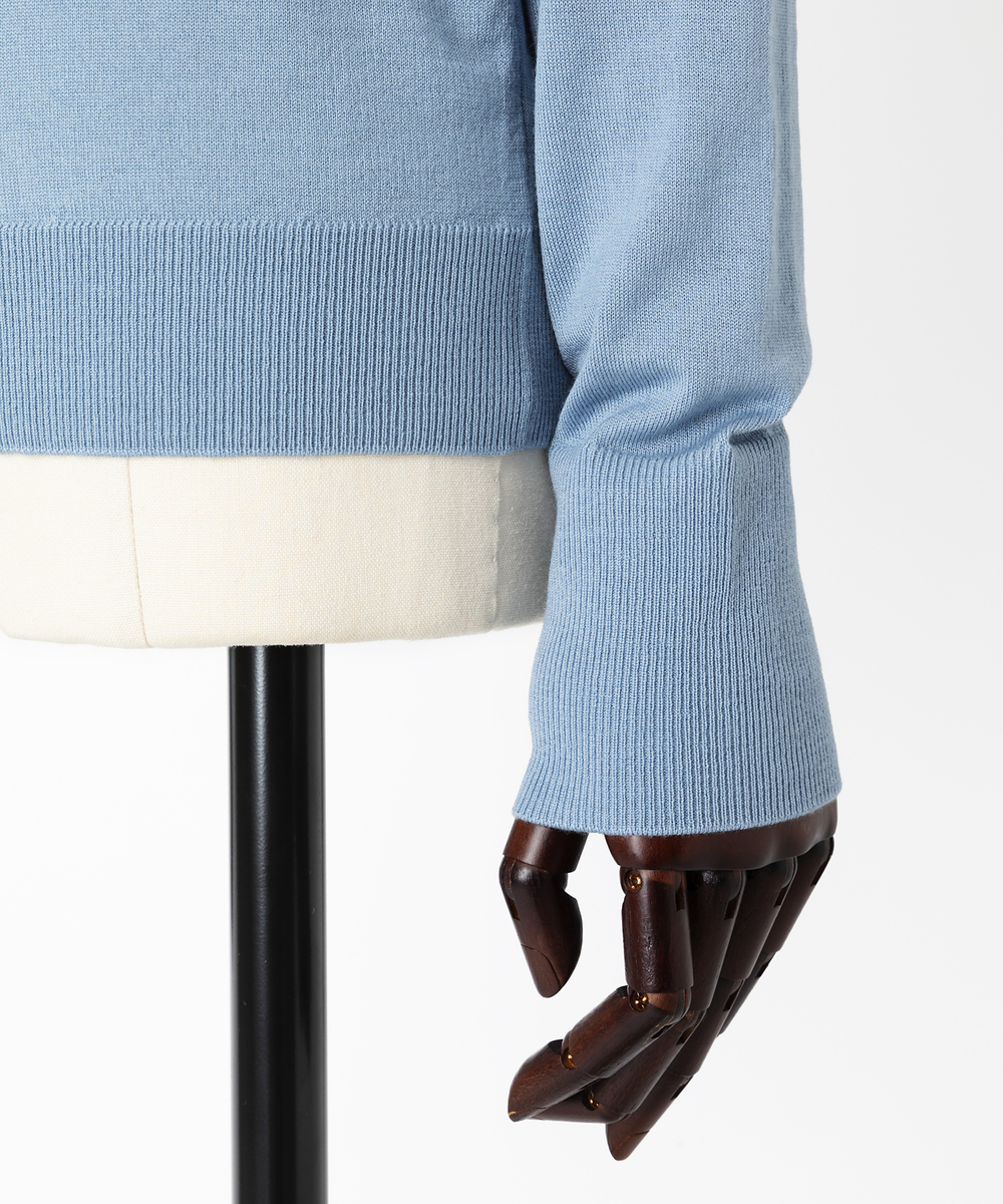 EAUVIRE 30ゲージクルーネックプルオーバー ライトブルー