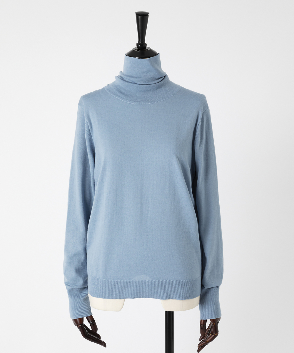 EAUVIRE 30ゲージタートルネックプルオーバー ライトブルー
