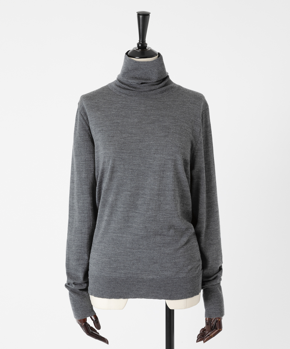 EAUVIRE 30ゲージタートルネックプルオーバー ダークグレー
