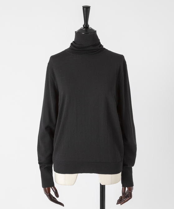 EAUVIRE 30ゲージタートルネックプルオーバー ブラック