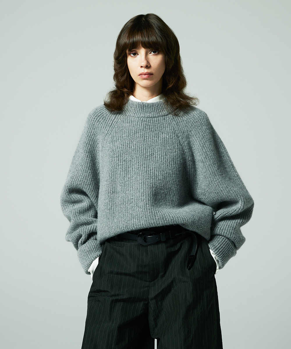 EAUVIRE カシミヤアルパカワイドプルオーバー グレー