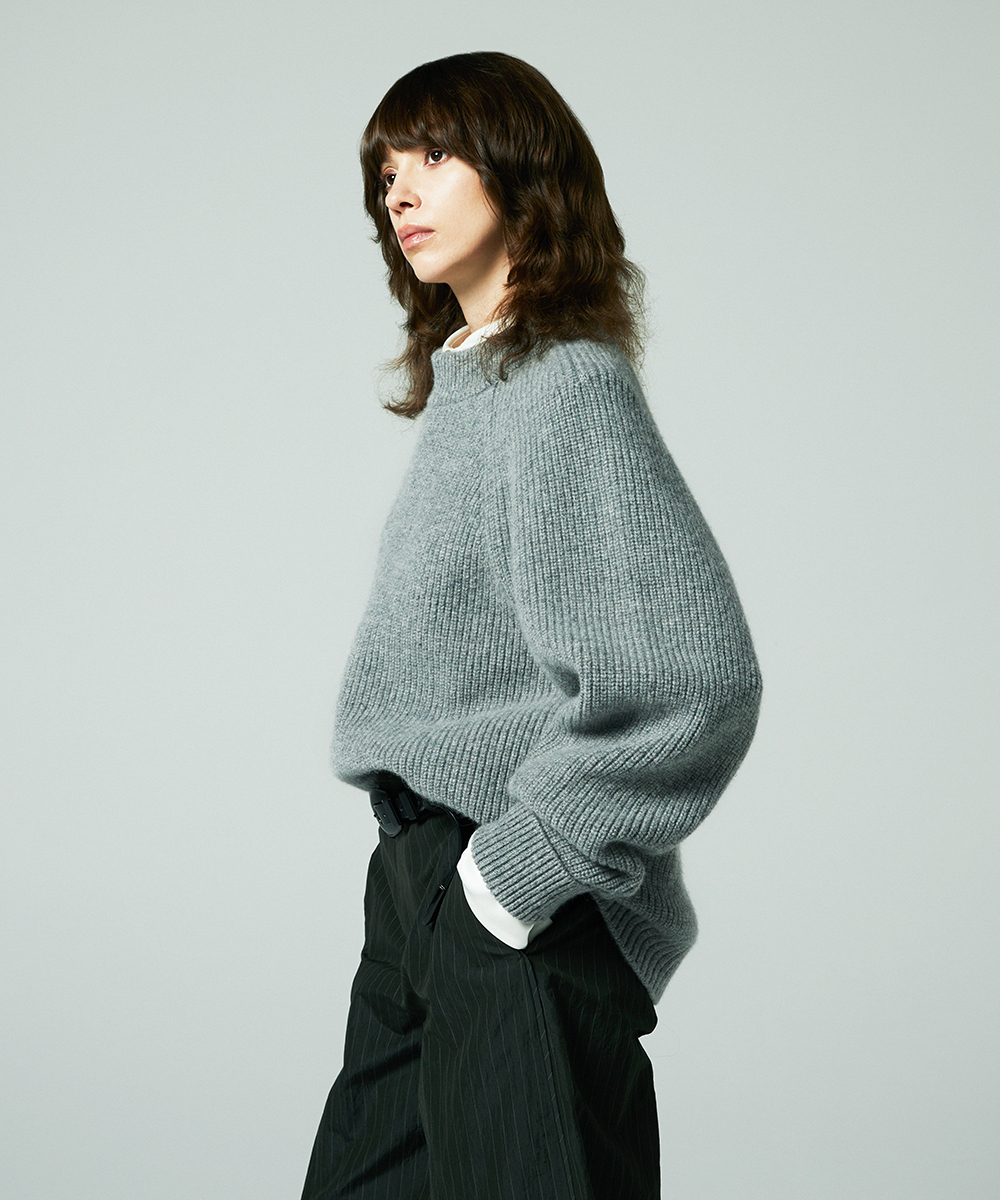 EAUVIRE カシミヤアルパカワイドプルオーバー グレー