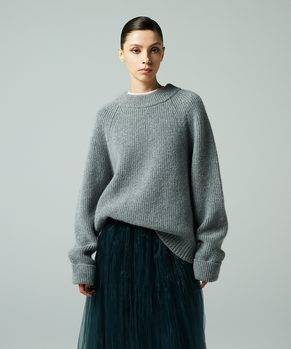 EAUVIRE カシミヤアルパカワイドプルオーバー グレー