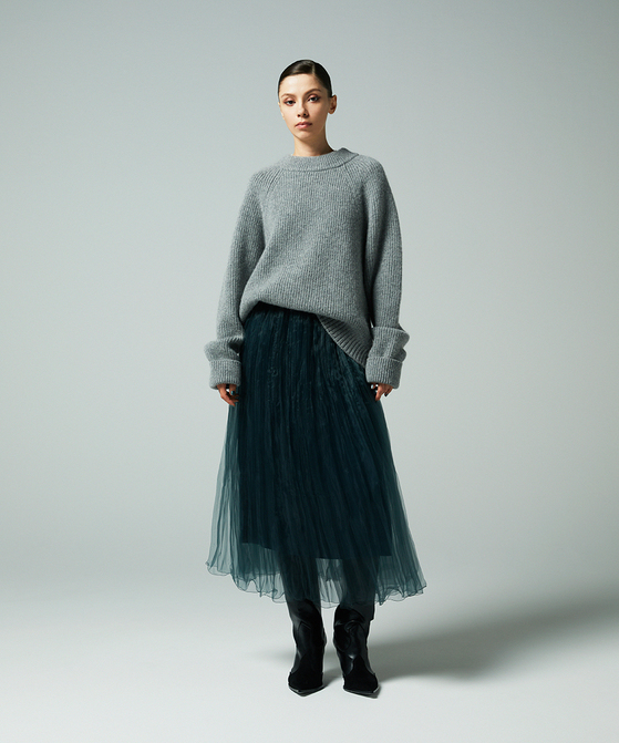 EAUVIRE カシミヤアルパカワイドプルオーバー グレー