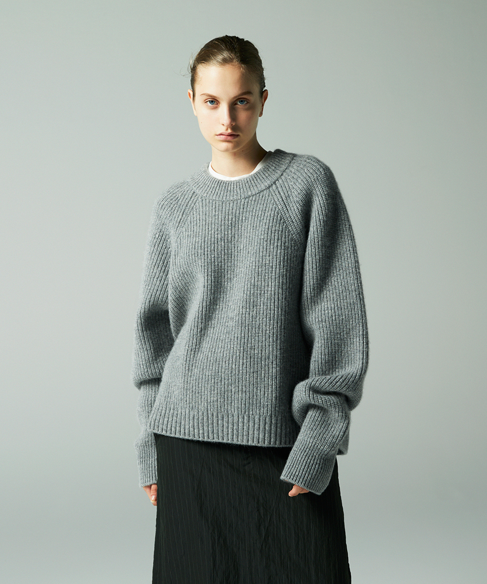 EAUVIRE カシミヤアルパカワイドプルオーバー グレー