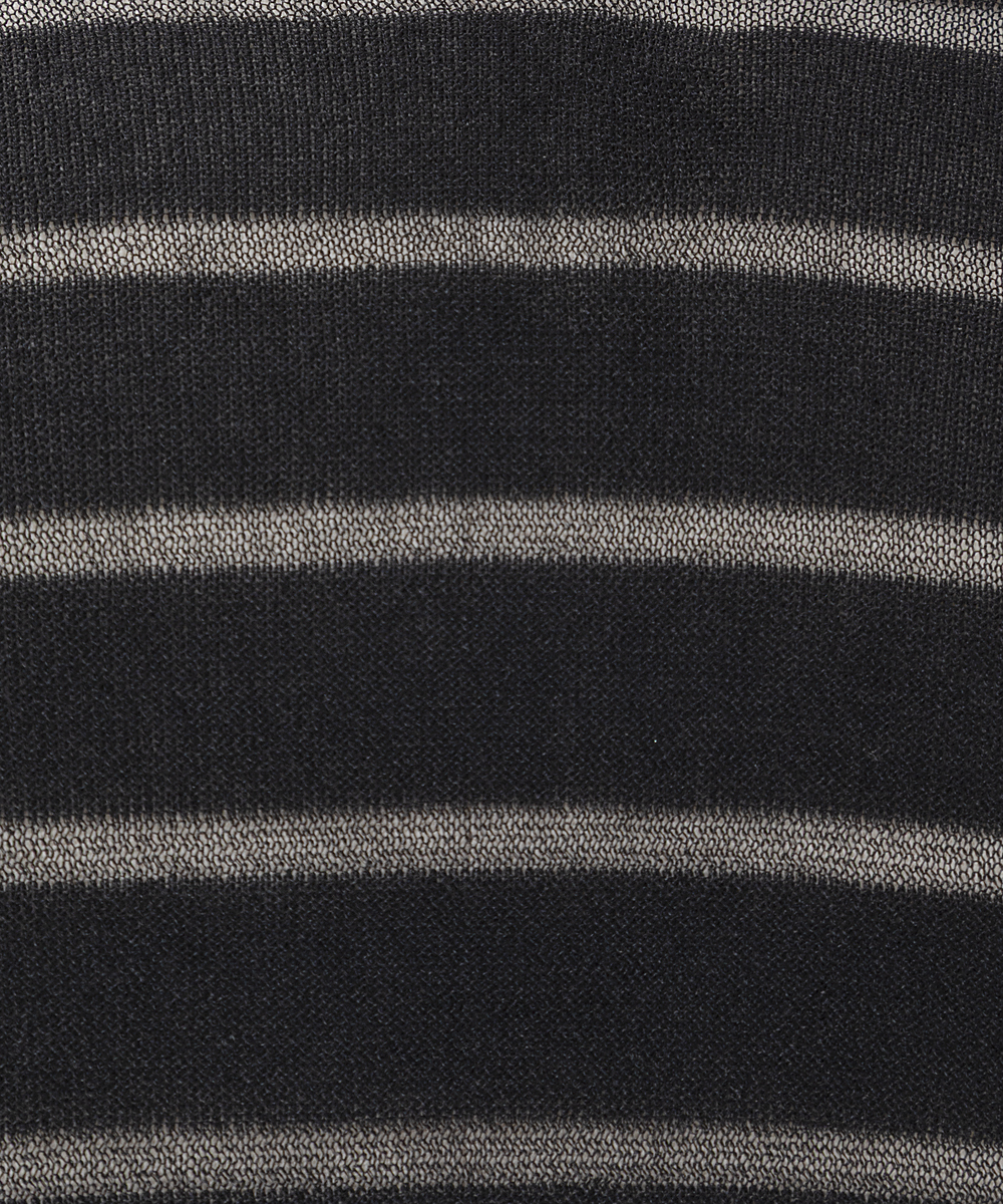 EAUVIRE シアーボーダータートルネックニットプルオーバー ブラック