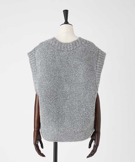 EAUVIRE フィルムラメVネックベスト シルバー