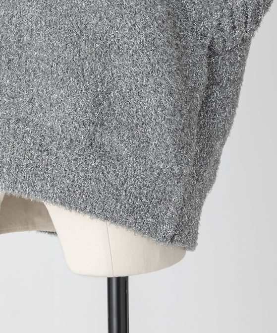 EAUVIRE フィルムラメVネックベスト シルバー