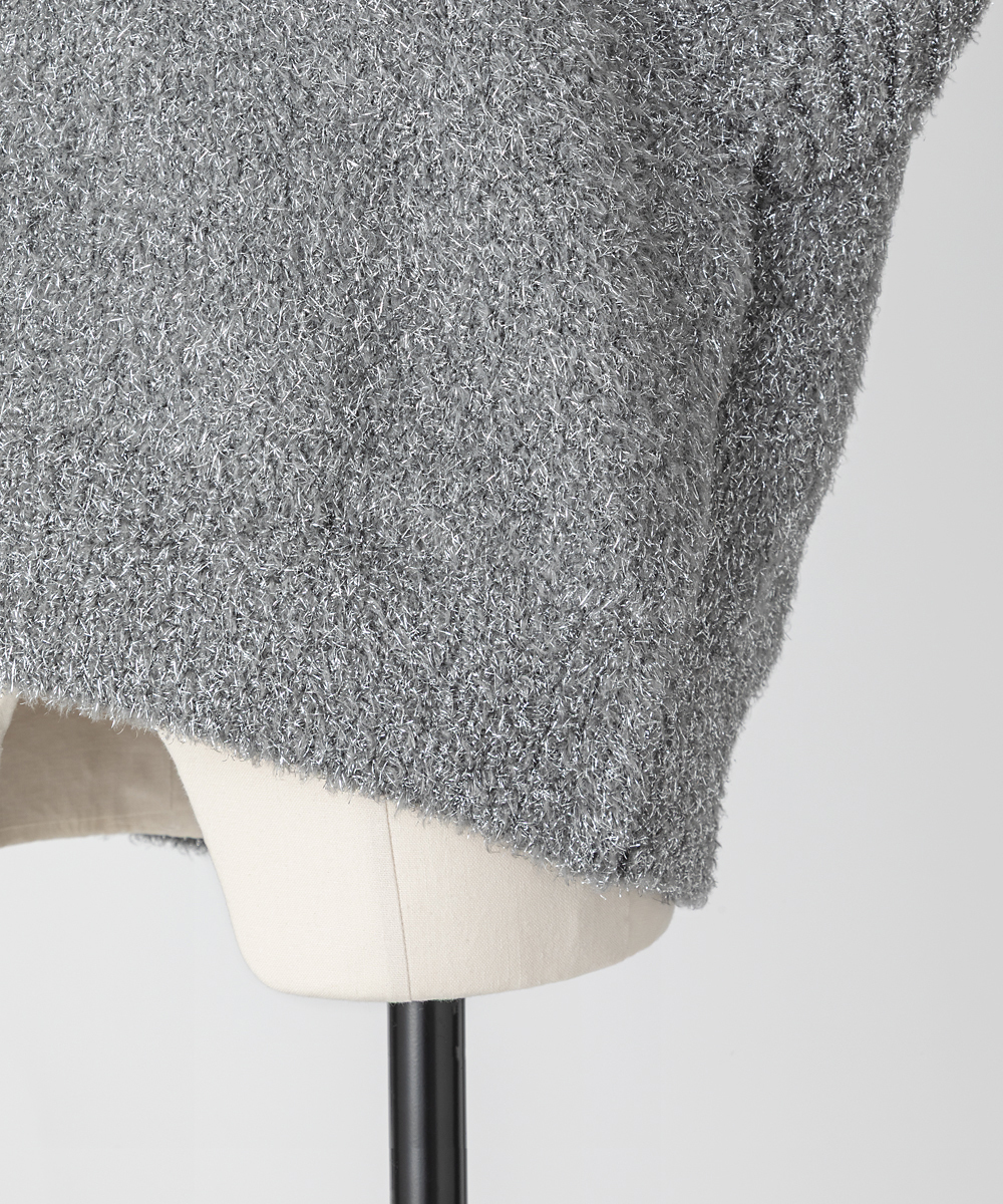 EAUVIRE フィルムラメVネックベスト シルバー