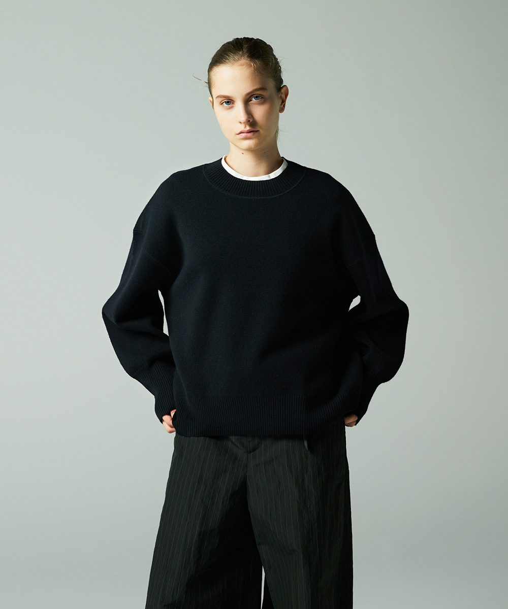 EAUVIRE ミラノリブワイドプルオーバー ブラック