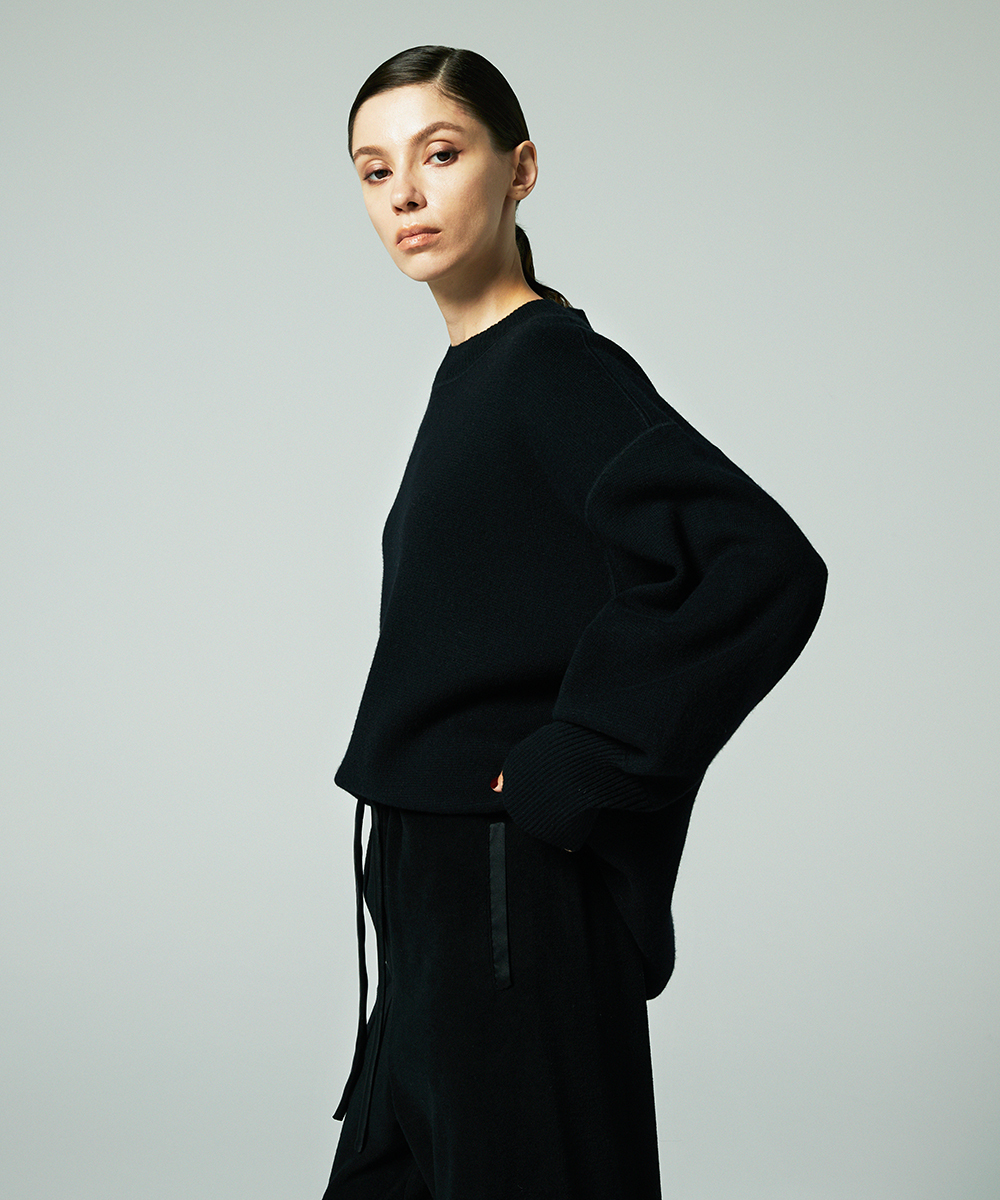 EAUVIRE ミラノリブワイドプルオーバー ブラック