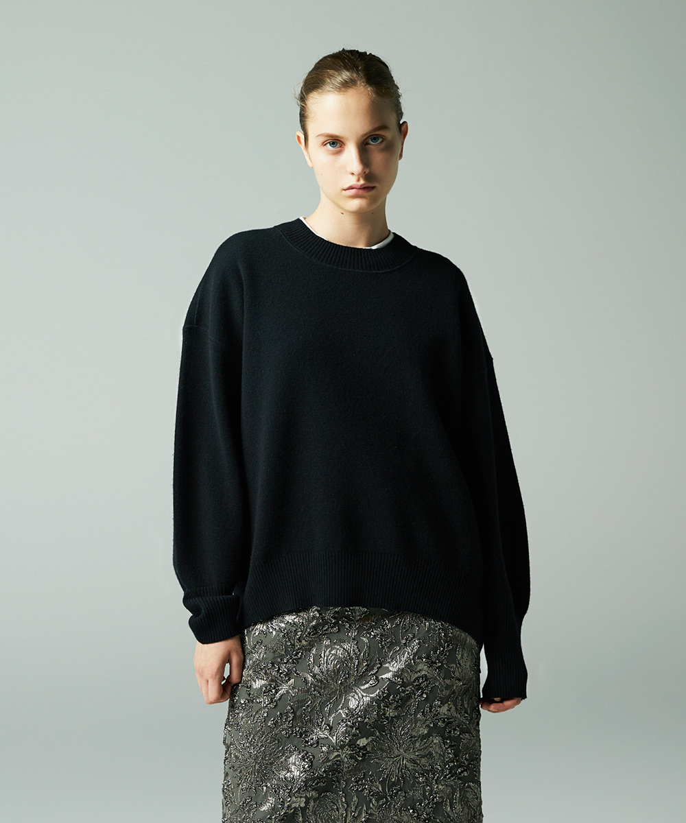 EAUVIRE ミラノリブワイドプルオーバー ブラック