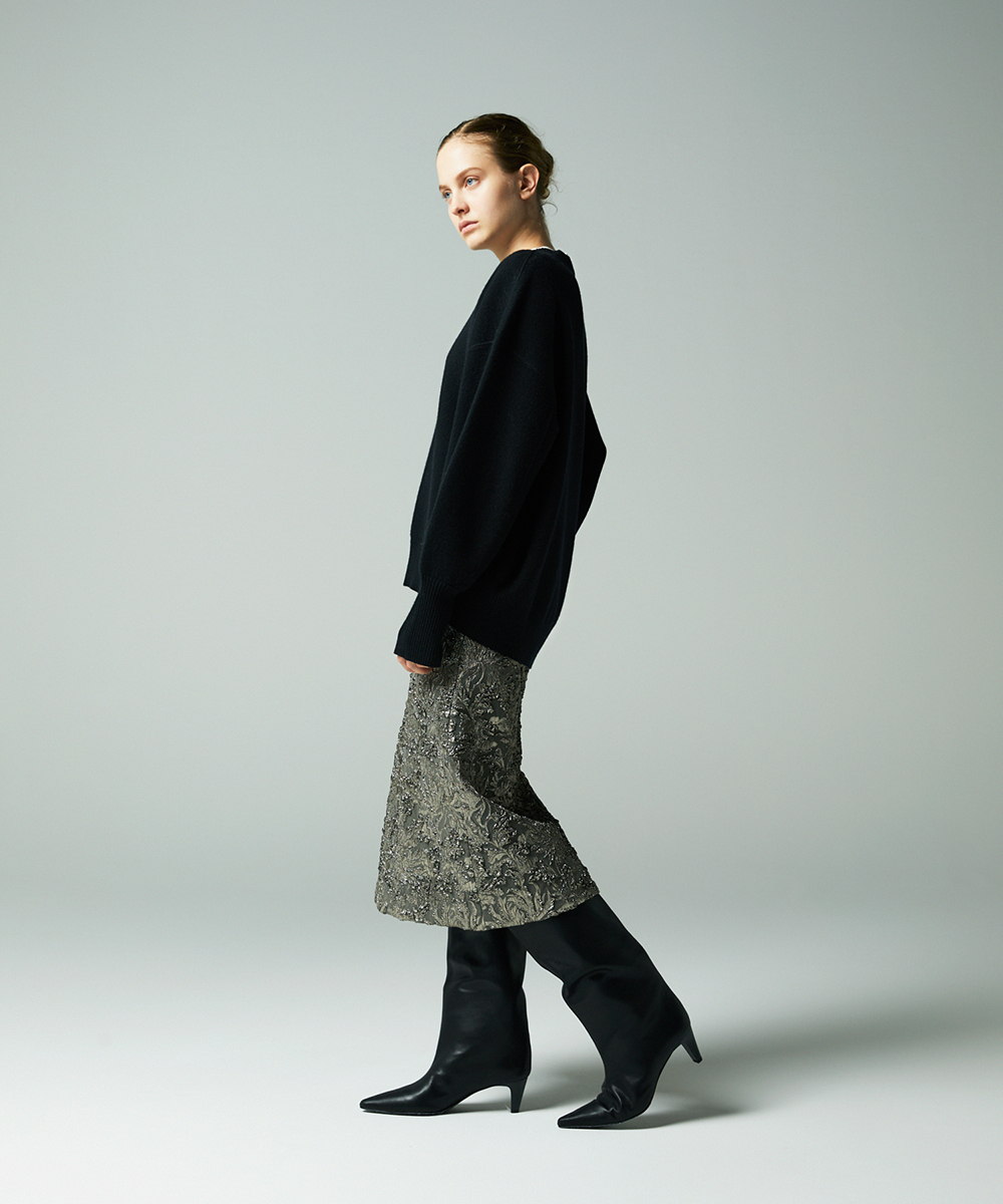 EAUVIRE ミラノリブワイドプルオーバー ブラック