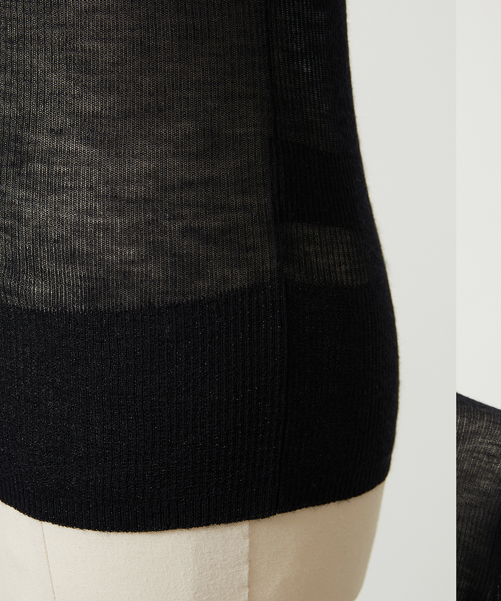 EAUVIRE シアーカシミヤタートルネック ブラック