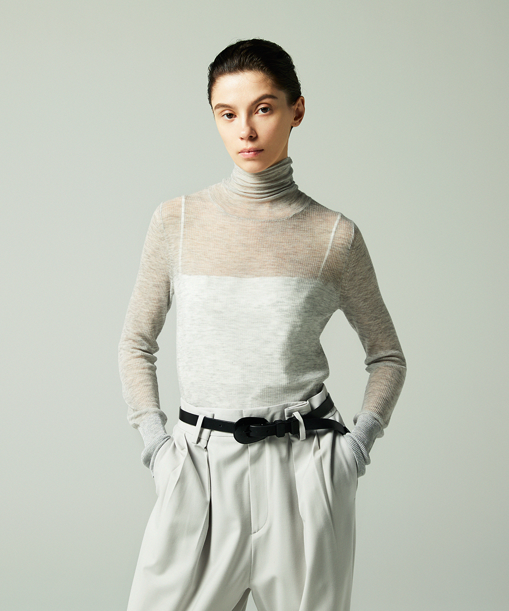 EAUVIRE シアーカシミヤタートルネック グレー