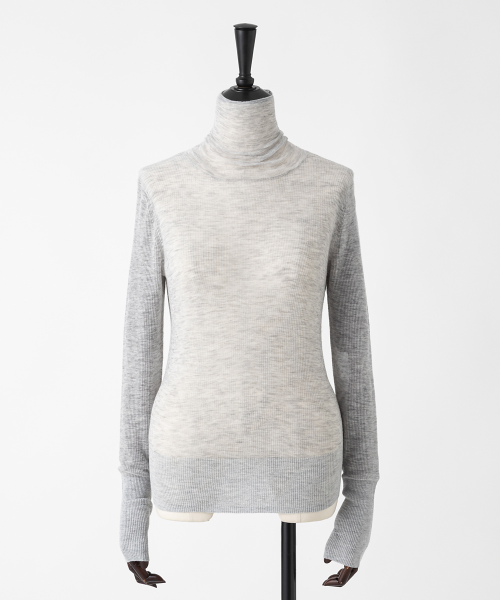 EAUVIRE シアーカシミヤタートルネック グレー