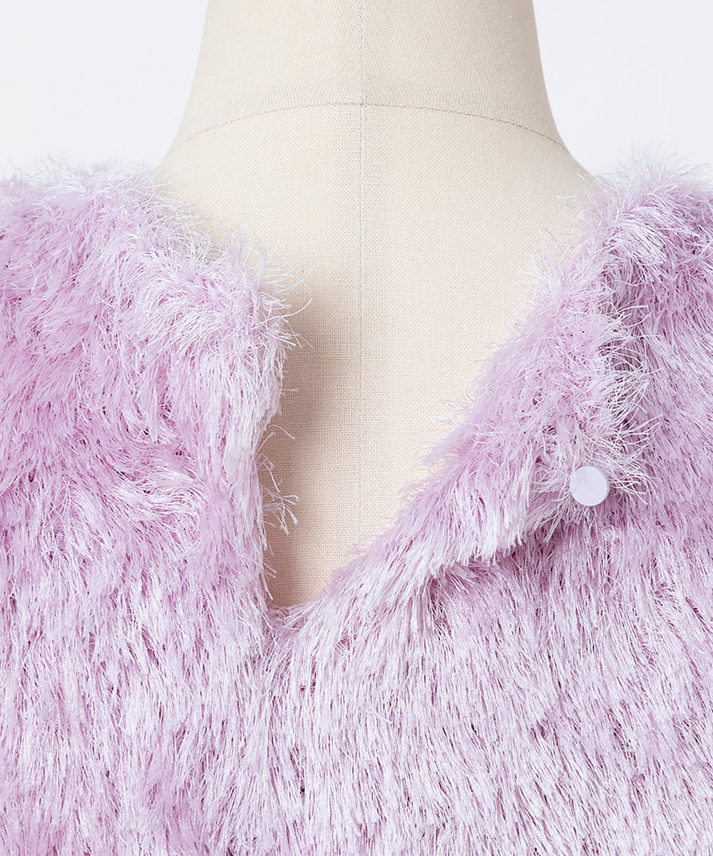 EAUVIRE シルクファーフレンチスリーブニット オフホワイト