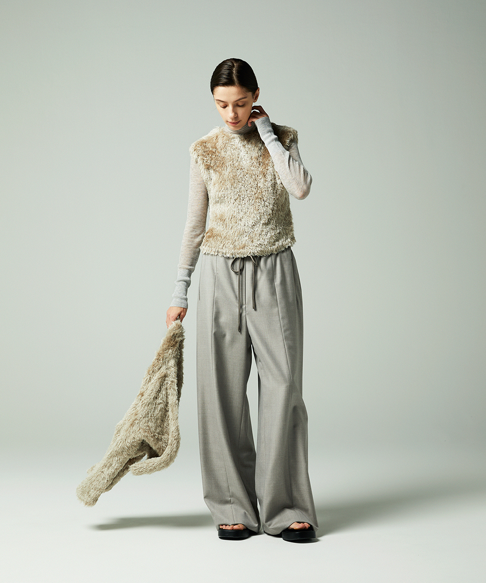 EAUVIRE シルクファーフレンチスリーブニット オフホワイト