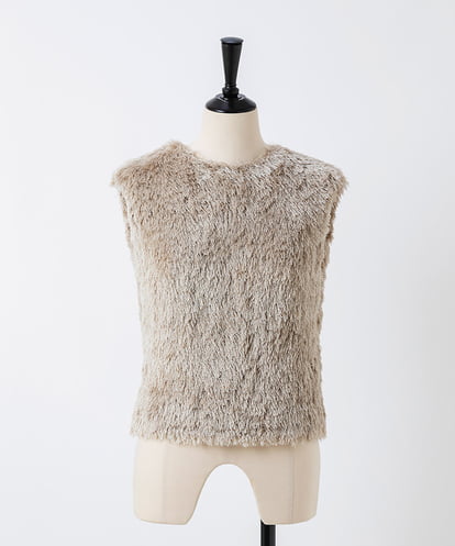 EAUVIRE シルクファーフレンチスリーブニット オフホワイト