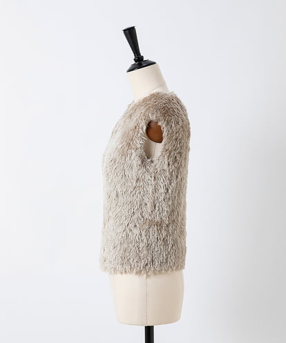 EAUVIRE シルクファーフレンチスリーブニット オフホワイト