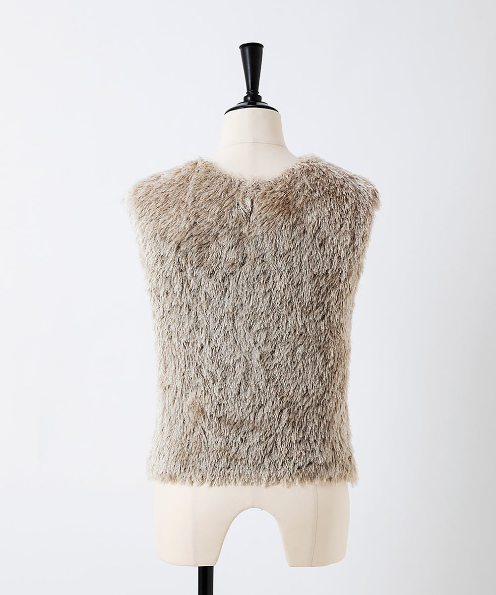 EAUVIRE シルクファーフレンチスリーブニット オフホワイト