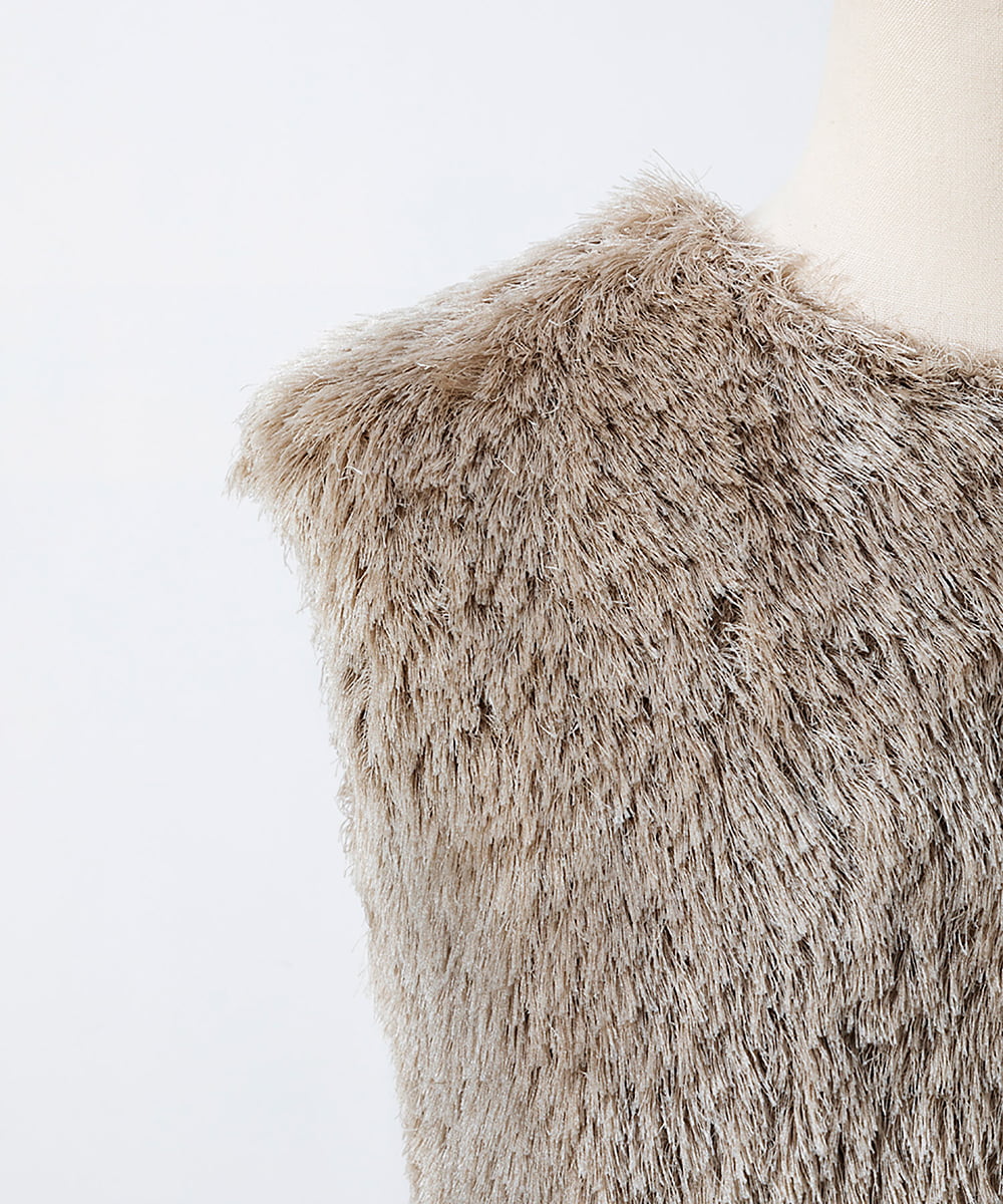 EAUVIRE シルクファーフレンチスリーブニット オフホワイト