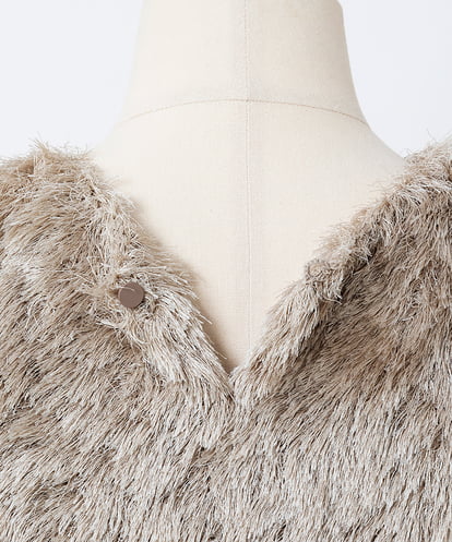 EAUVIRE シルクファーフレンチスリーブニット オフホワイト