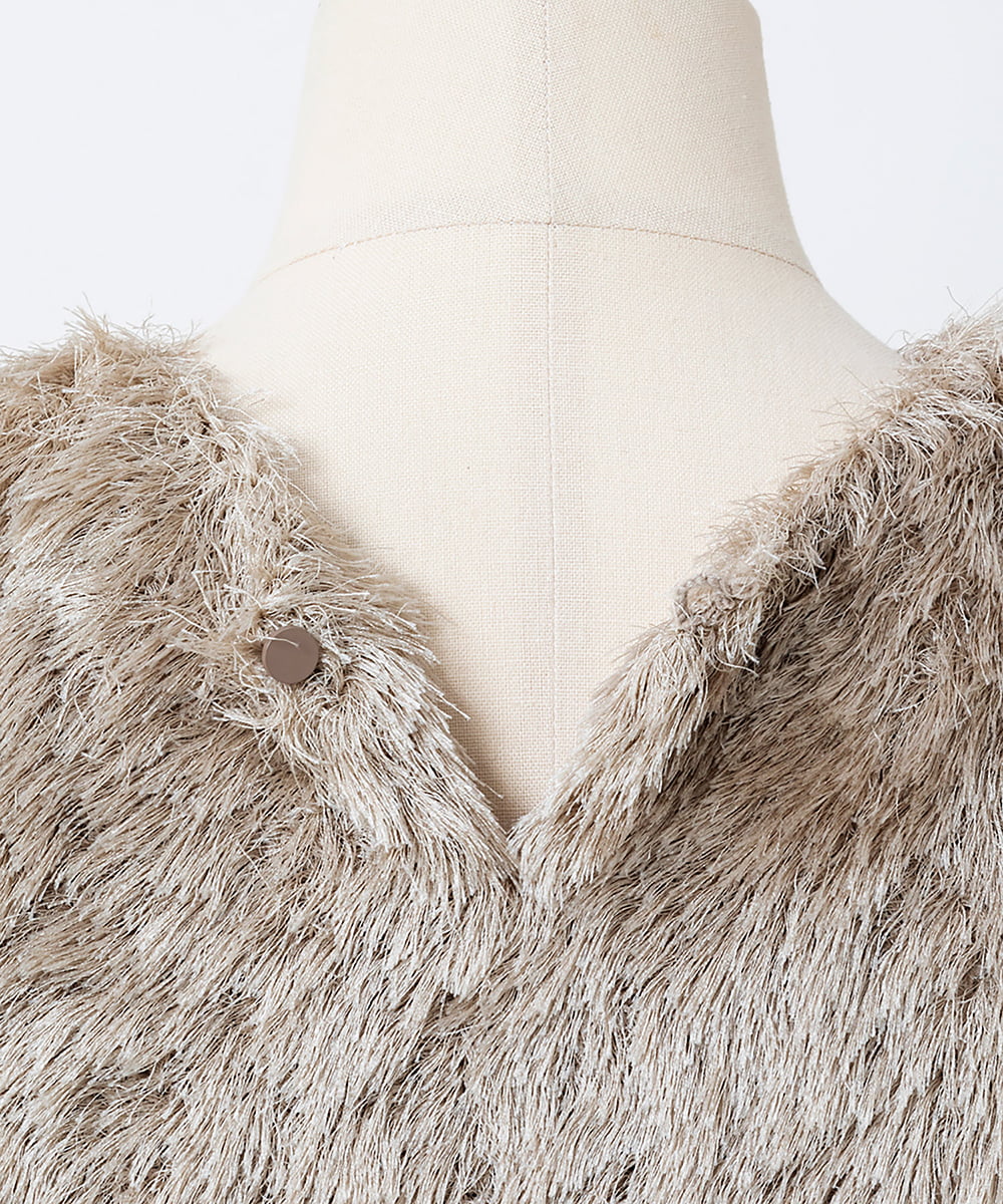 EAUVIRE シルクファーフレンチスリーブニット オフホワイト