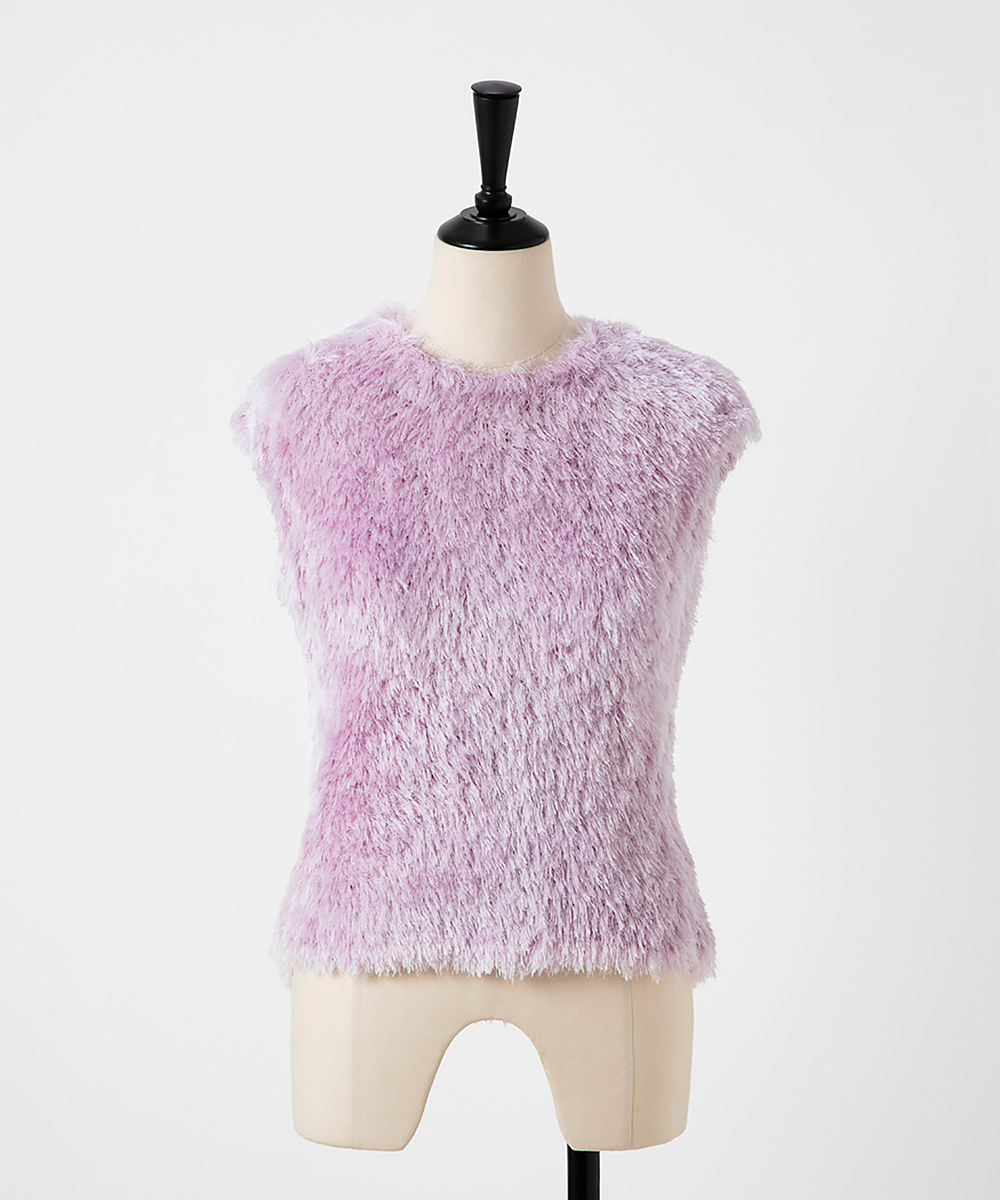 EAUVIRE シルクファーフレンチスリーブニット ラベンダー