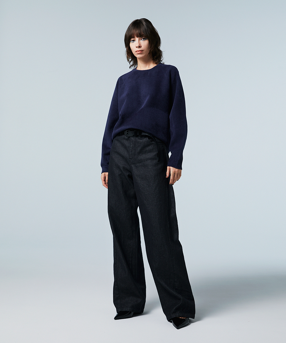 EAUVIRE クルーネックプルオーバー ネイビー