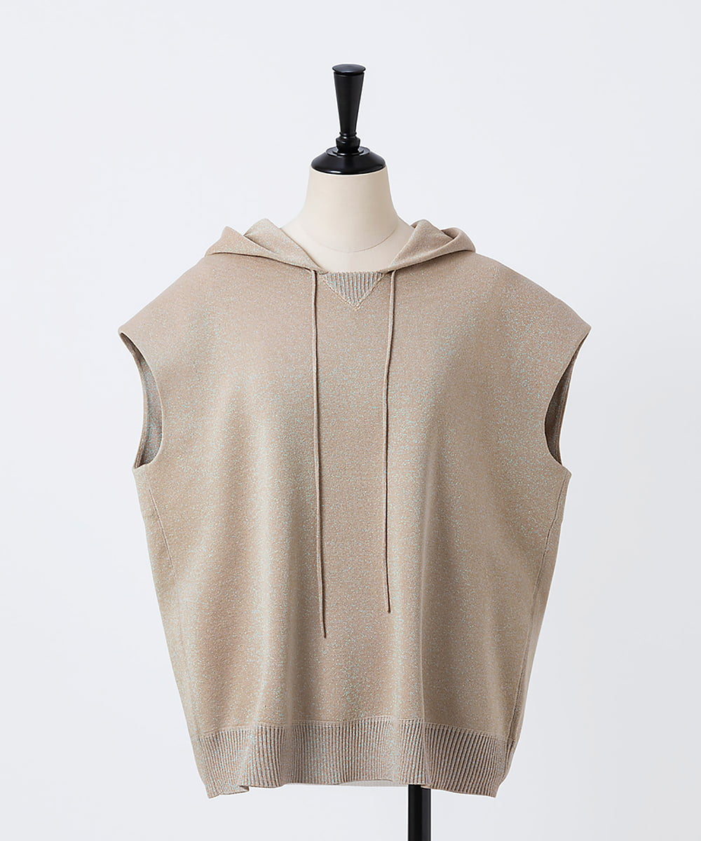 EAUVIRE ラメニットフーディー オフホワイト