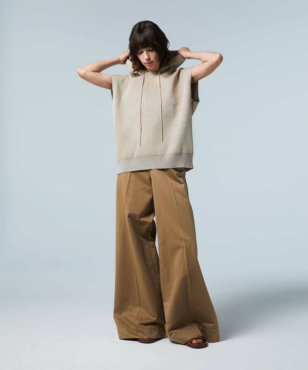 EAUVIRE ラメニットフーディー オフホワイト