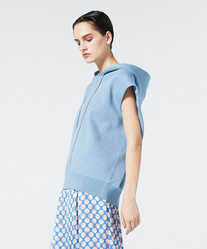 EAUVIRE ラメニットフーディー オフホワイト