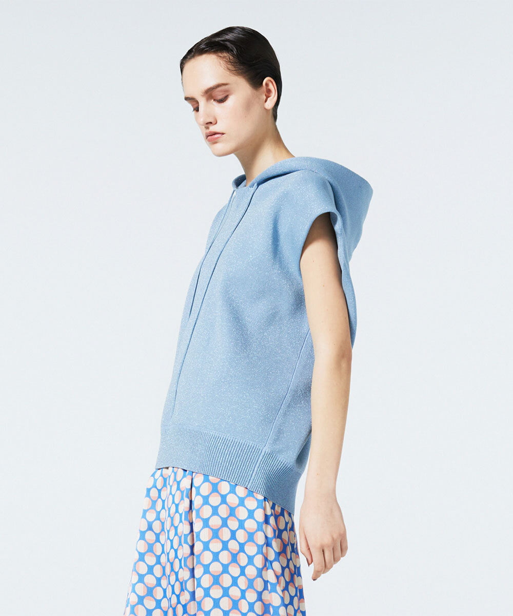 EAUVIRE ラメニットフーディー オフホワイト