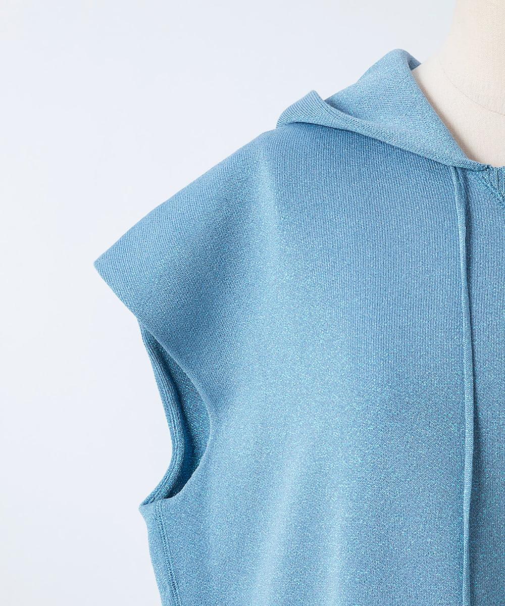 EAUVIRE ラメニットフーディー オフホワイト