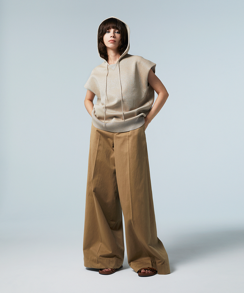 EAUVIRE ラメニットフーディー オフホワイト